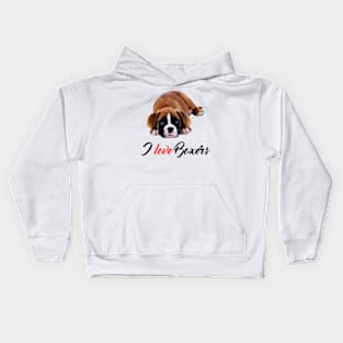 I Love Boxer Dogs Kids Hoodie